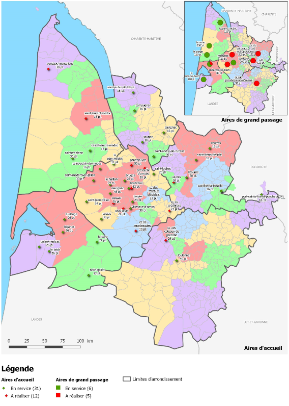 Cartographie des prescriptions du SDAGDV 2011-2017 en matière d'aires d'accueil et d'aires de grand passage